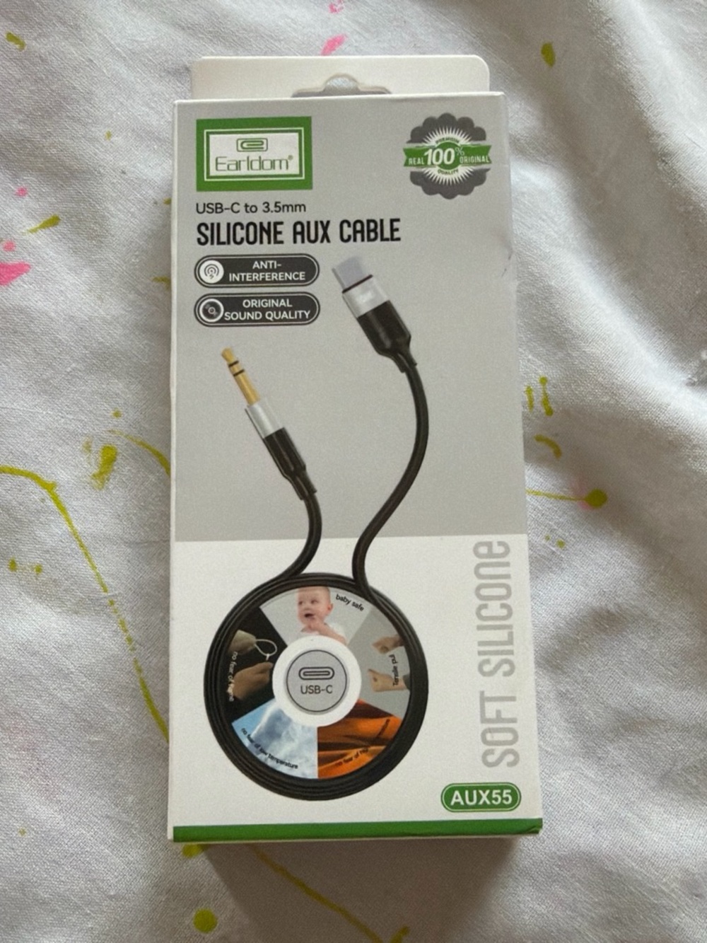 USB-C to 3.5mm Silicone AUX Cable - Black